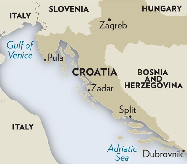 Map of Croatian Coast