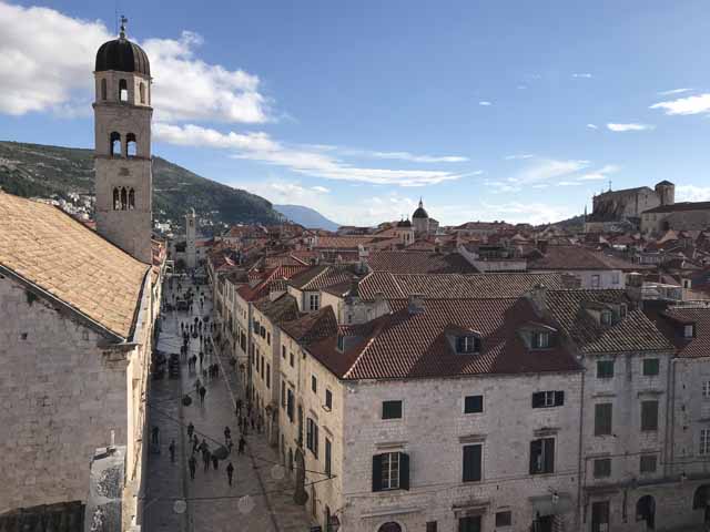 Looking down onto Stradun, the old town's main street