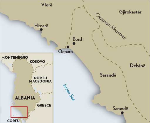 map showing albanian riviera