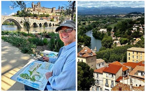 enjoying an outdoor sketching class in Béziers, France 